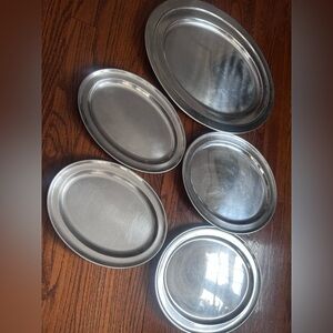 Stainless Steel Silver Nesting Platters Trays Vintage set of 5 Innova